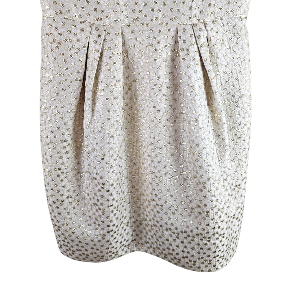 Shoshanna Cream and Gold Polka Dot A Line Mini Dress In 4 - Picture 4 of 7